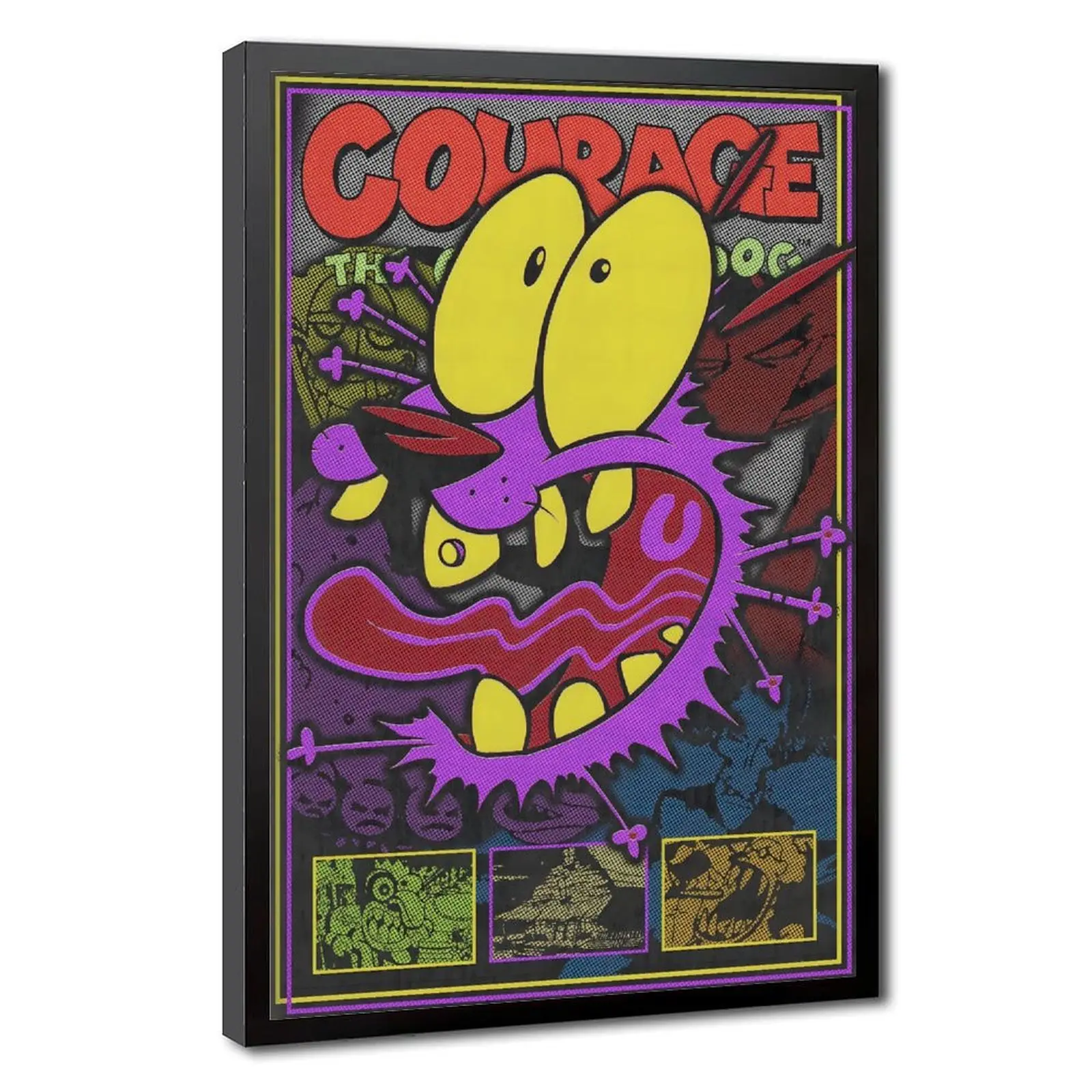 Frameless Courage The Cowardly Dog Poster Print - Cartoon Network Comic Art, Green Minimalist Horror Decor, Artistic Creative Design Print with Illustrations, Bedroom Above Bed Wall Decor, Gift for Home Living Room Apartment, Bedroom Decor, Unique Decor