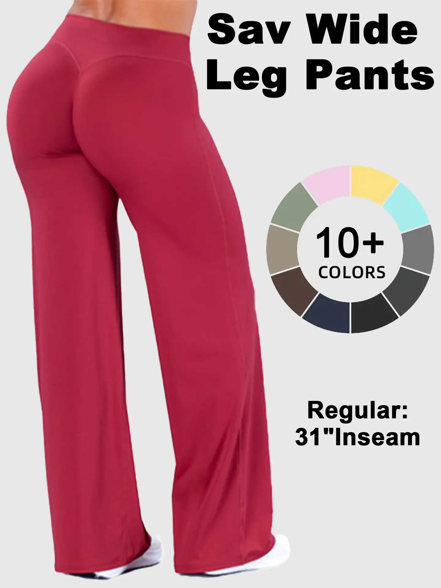 GYMER Sav Wide Leg Pants Mid Waisted Flare Yoga Pants Tummy Control Butt Lifting Stretchy Lounge Athletic Pants Gym Sportswear Bottoms
