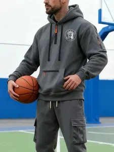 Men's Fashion Soft Fleece Hoodie with Half-Zip, Long Sleeve, Goddess Print, Zipper, Drawstring, Kangaroo Pocket, Sporty Style