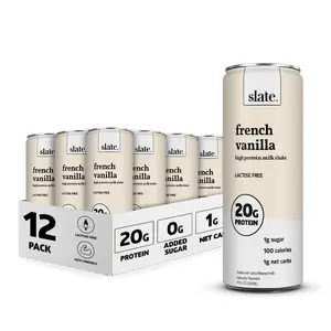 Slate Milk - High Protein Shake, French Vanilla, 20g Protein, 0g Added Sugar, Lactose Free, Keto, All Natural