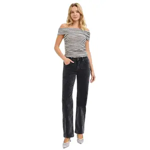 Risen Mid Rise Straight Leg Corduroy Pants