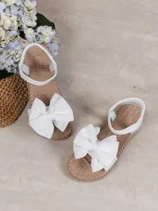Toddler Girls Bow Design Toe-Open Flat Sandals, Elastic Strap Eva Soft Sole Lightweight Comfortable Soft Soled Shoes Children Shoes for Beach Vacation Casual Wear, Soft Toe Footwear