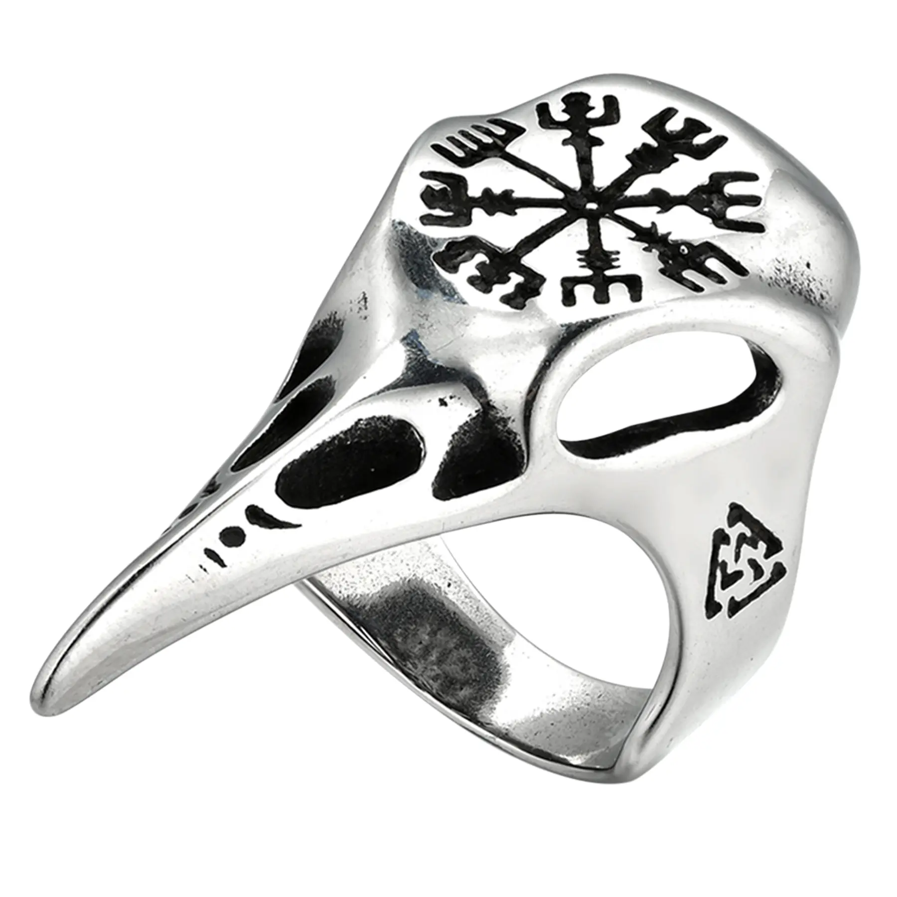 OIDEA Male 1.57in Extra-Wide Oversized Viking Thumb Ring, Norse Runes Odin Compass Stainless Steel Jewelry, Anti-Rust Steel Heavy-Duty Metal Ring for History Collectors, Anti-Rust Steel Rings