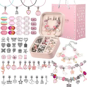 UFU Charm Bracelet Making Kit, Jewelry Making Kit Craft Gift for Girls 5 6 7 8-12, A Sweet Birthday Gift to Inspire Imagination & Creativity, with Portable Jewelry Box