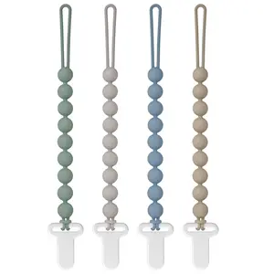 Summer Spring Gift Pacifier Clips Silicone, 4-Pack Pacifier Holder Clip with Stylish Round Design, 100% Food Grade Silicone, Safe Essentials for Newborns Baby Boys and Girls