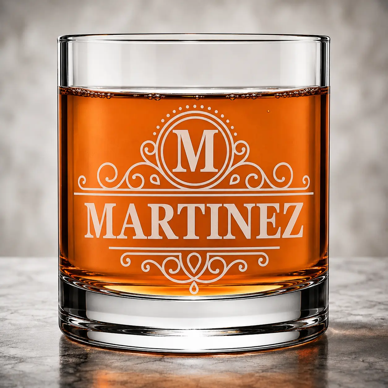 Custom Engraved Whiskey Glass, Personalized Name Rocks Glass, Monogram Bourbon Scotch Tumbler, Gift for Men, Groomsmen Gift, 11 oz