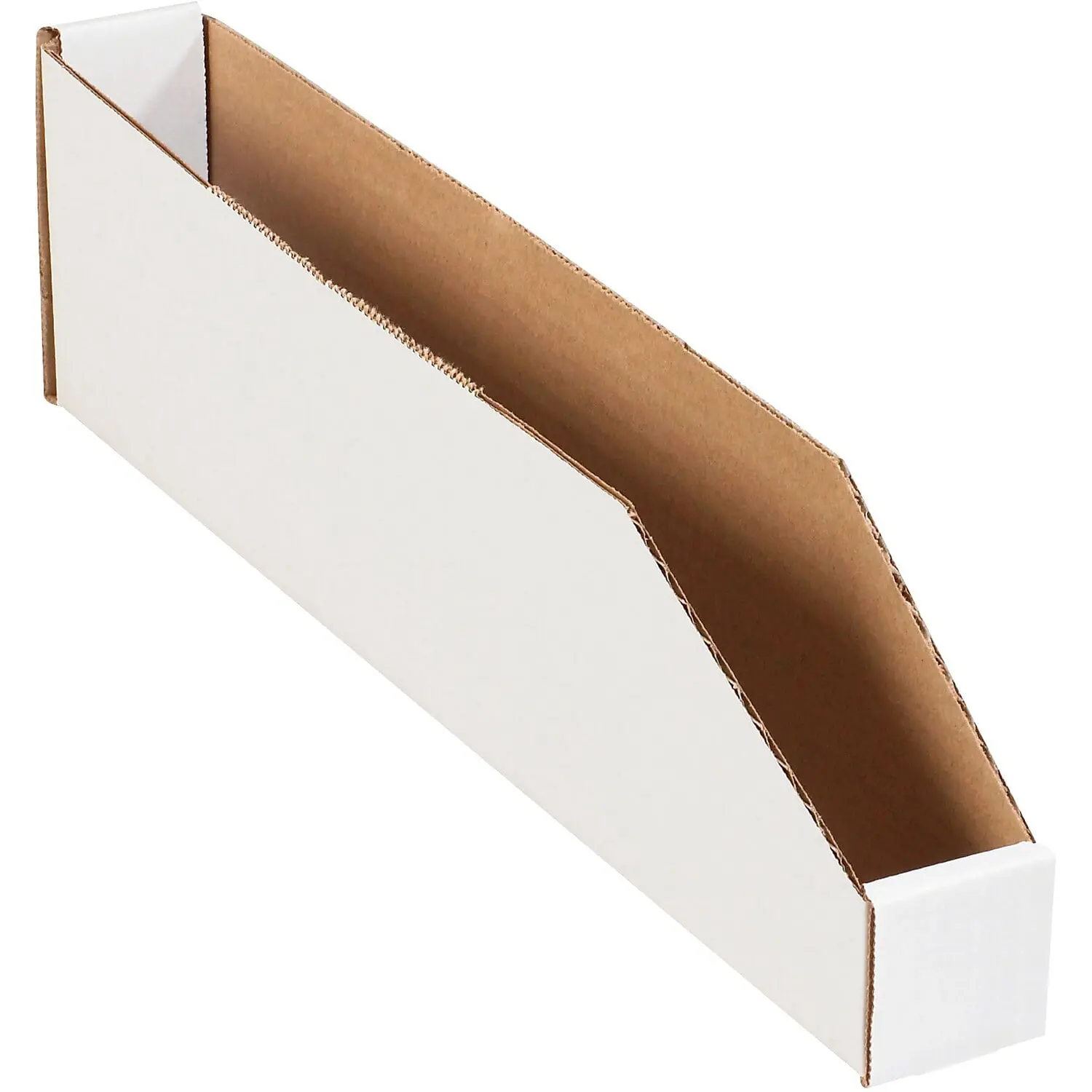 Box Partners BINMT224 Durable Rectangle White Bin Boxes - 4.5" H x 2" W x 24" L, 1-piece Construction, 200/ECT-32-B Corrugated, Pack of 50