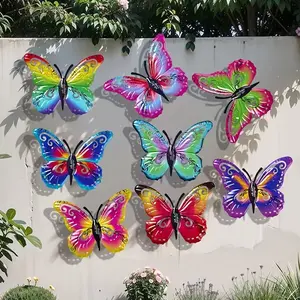 8pcs Metal Butterfly Wall Art, Colorful Hanging Butterflies, Outdoor Indoor Decor, Fence Yard Garden Ornament, Iron Craft, Mother's Day Father's Day, Modern