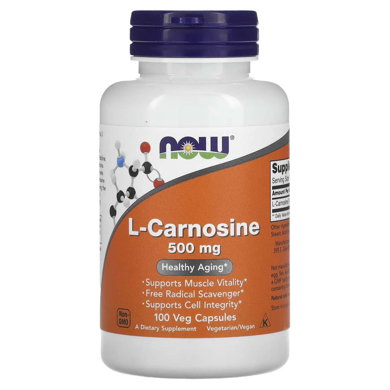 NOW Foods L-Carnosine, 500 mg, 100 Veg Capsules