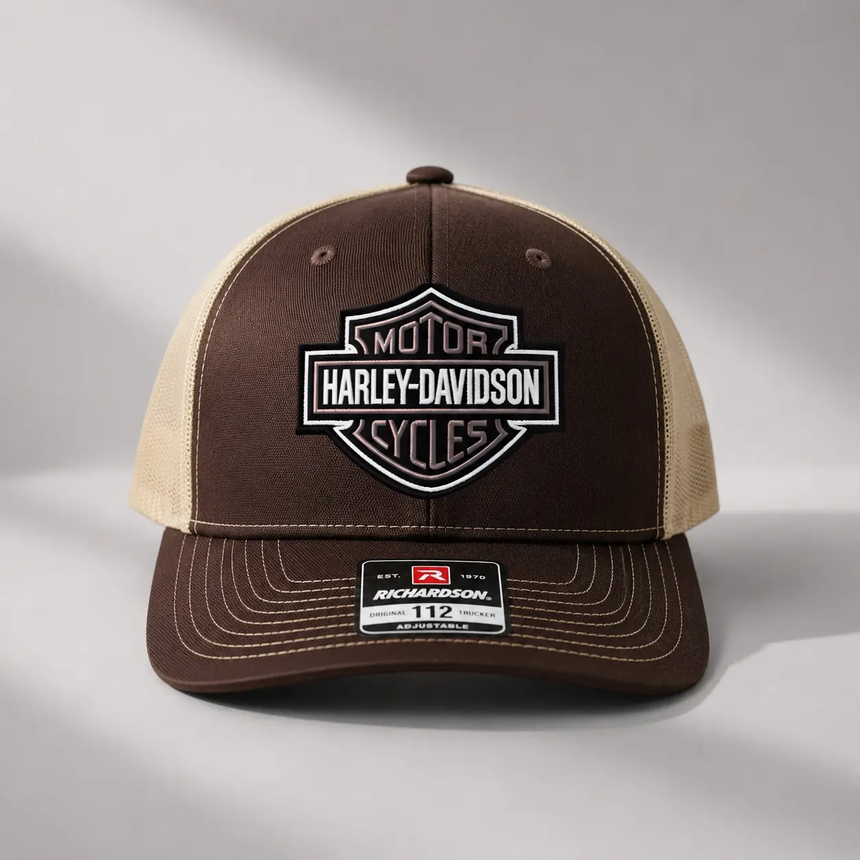Vintage Harley Davidson Graphic Trucker Hat, Retro Biker Mesh Snapback Cap, Adjustable Outdoor Baseball Hat, Classic Riding Style Unisex Cap