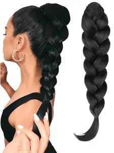 Synthetic Hair Extension Braid Ponytail Clip-On, Heat Resistant Braided Fake Ponytail, Handmade Woven Hair Accessory Suitable For Women Everyday & Party, Ponytail Extensions, Synthetic Hairpieces