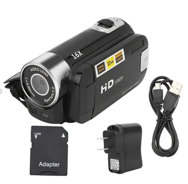 Video Camera 16X Digital Zoom 2.7 Inch Colourful Display Screen Handycam, High Definition Camera Image Video Shooting Camcorder US Plug 110 to 240V Memory Rechargeable (no sd)