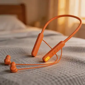 Wireless Neckband Bluetooth Headphones with Silicone Build, 48H Playtime, Magnetic Earbuds, IPX4 Waterproof, Low Latency, Sound Isolation, Type-C Jack, Audio Support, MP3 Card Compatibility, Electronic Device Sync for Sports & Daily Use