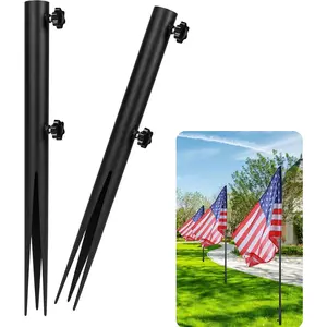 Flag Pole Ground Stake, Heavy Duty Flag Pole Holder, Outdoor Light Stakes for  Stand, Ground Outdoor Banner Stakes Fits Poles with 1 Inch, for Garden Lawn