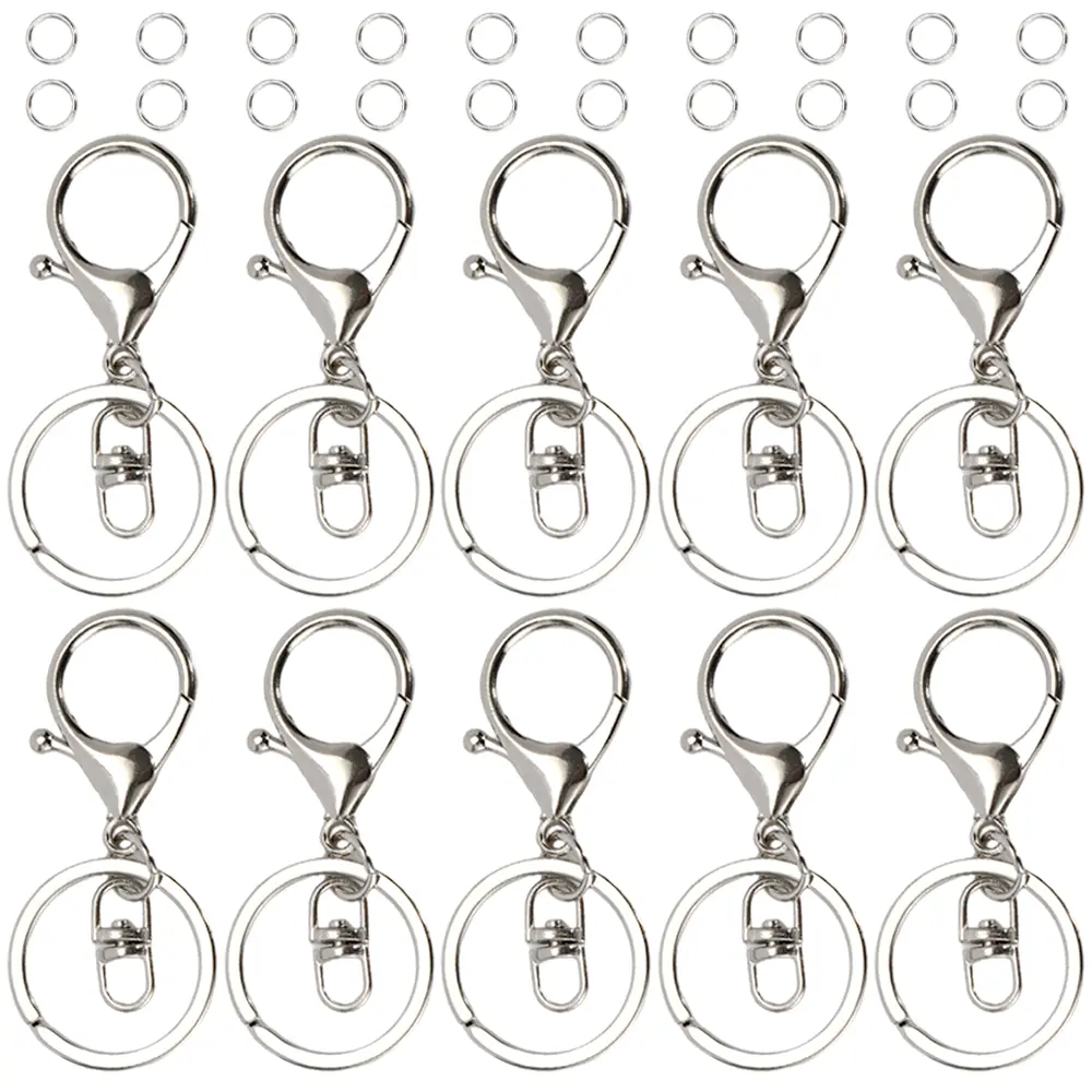 30Pcs/Set Lobster Claw Clasps Keychain with 100 Open Jump Ring for Jewelry Making,Metal Lobster Clasp Swivel Trigger Clips with Swivel Clasps Hook Clips Flat Split Keychain Ring,Christmas Gifts,Hand Tools Kits