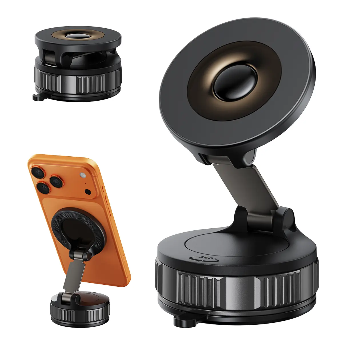 360° Adjustable  Adjustable Vacuum Magnetic Phone Mount with 120lbs Vacuum Suction & 2800gf Magnet, ,Suction Cup Phone Mount for MagSafe Phone Holder for Dashboard, Compatible with iPhone 17/16/15/14/13/12 Pro Max & Plus