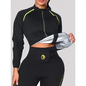 Sauna Suit Women Waist Trainer Workout Gym Sweat Long Sleeve Womens Jacket for Fitness Running(Sheets)