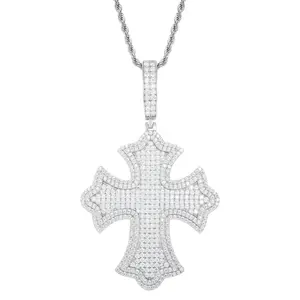 【#P459】UCCIYO 18K Gold-Plated Creative Cross Pendant with Lab-Grown Moissanite S925 Sterling Silver Synthetic Moissanite Pendant Necklace for Women Men Hip Hop Jewelry Gift