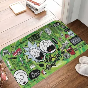 Rick and Morty Video Game Rug, Wubba Lubba Dub Dub Print Durable Washable Area Rug, Easy-Clean Fan Merch for Living Room, Man Cave Decor Gift for Him summerwins summerwins