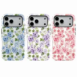 Blue Hydrangea Girly Aesthetic Summer Spring Flowers Fashion Cute 2 in 1 Phone Case with Durable, Shock Absorbing and Stylish Design. Compatible with Iphone 11, 12, 13, 14, 15 16 17 Pro Max Plus & Samsung S25 Series A creatively designed new phone case.