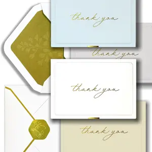 Gold Foil Thank You Cards with Envelopes Bulk 32-Pack Embossed Blank Thank You Notes in w/Gold Seal Stickers