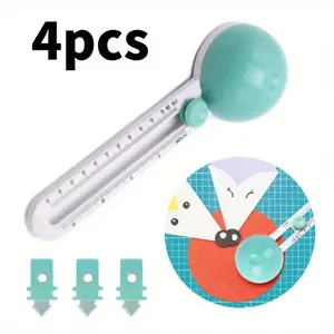 Circle Cutter Paper Trimmer Scrapbooking Circular Cutter Craft Cutting Tool, Rotary Cutter for Cardstocks (Included 3 Blades) Multifunctional Stationery Hard Plastic