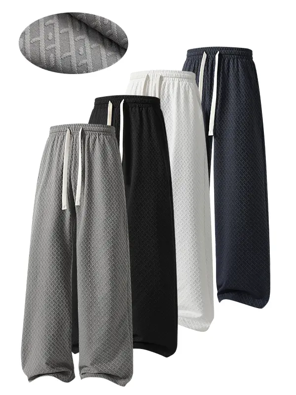 Summer casual sweatpants,  lightweight breathable fitness running outdoor all-season fashionable comfortable lightweight daily wear bo men's solid color drawstring waist long pants pantalones para hombre