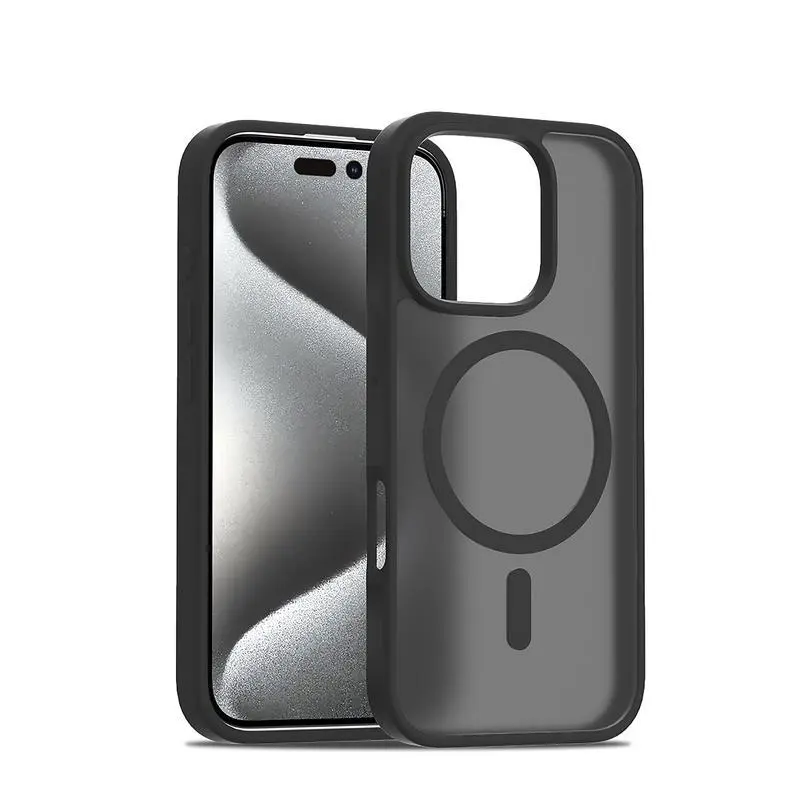 High-end matte skin-touch black mobile phone case suitable for iPhone 17 16 15 14 13 12 Air Pro Max Plus supports magnetic suction wireless charging matte translucent anti-shock and anti-fall Apple mobile phone case