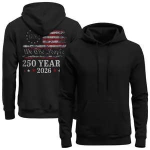 Unisex Black 250th Anniversary Hoodie - We The People Graphic Pullover, Patriotic 250 Year Hoodie