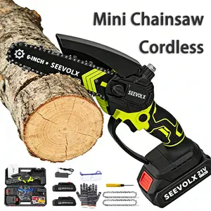 Portable Cordless Mini Chainsaw , Lightweight Design For Light Tree Trimming Small Branch Cutting And Garden Cleanup Easy One Handed Operation
