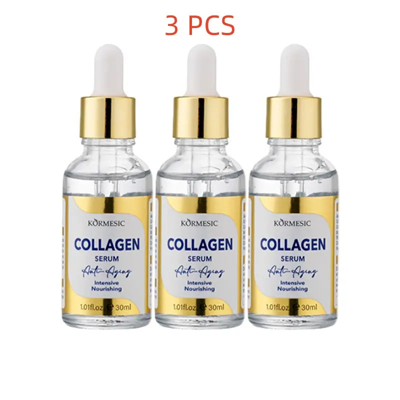 3 PCS KORMESIC Collagen Facial Essence, containing squalane, deeply moisturizes, leaving the skin plump, smooth, bright, and radiant with youthful luster. 30 ml