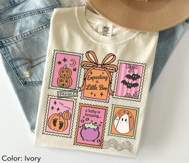 Halloween Pregnancy Announcement Shirt, Funny Maternity TShirt, Spooky Mom to Be Baby Shower Gift Ghost Pregnant T-shirt Comfort Colors Reveal