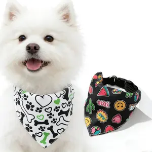 2-Pack Cat Dog Collar Triangle Scarf Bandanas, Cute Claw Print & Graffiti Design, Adjustable Collar, Suitable for Dogs & Cats