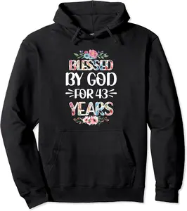 43rd Birthday Woman Man Blessed By God For 43 Years Pullover Hoodie - Adriande Shop 62B0CZJZH73S