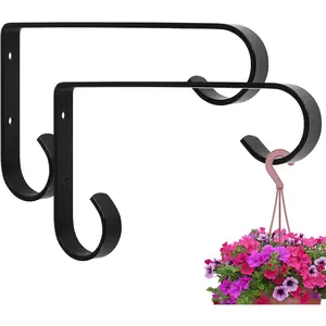 Metal  Hangers Outdoor - Wall Mounted Hanging  Bracket, 6 Inches, Set of 2, Ideal for Small , Bird Feeders, Wind Chimes (Black)