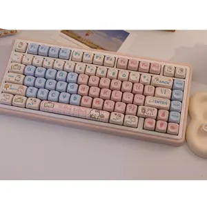 139 Key Milk Candy Bunny Theme Pbt Keycaps, Dye Sublimation Process, Moa Profile, Compatible with Mx Axis, for 61/64/68/87/96/104/108 Keyboards