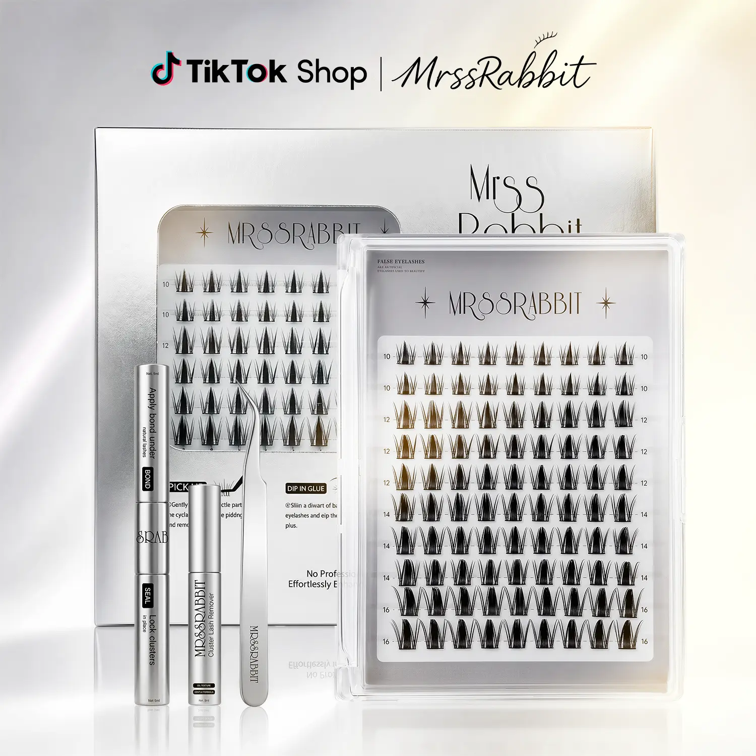DIY cluster lashes and full lash set, mixed lengths 9–16 mm, lightweight fluffy individual cluster lashes, kit includes remover and tweezers; natural no-makeup everyday style, suitable for beginners at home, ideal for daily and party makeup.