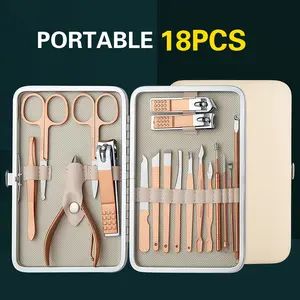 7/18pcs Portable Orange Stainless Steel 7-Piece Manicure & Pedicure Kit,Nail Clipper Case, Including Dead Skin Scissors, Foot File, Brow Trimmer, Ear Spoon, Home & Travel Use Compact Lightweight Daily Storage Cutics