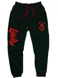 Guts Berserk Anime Print Casual Pants, Men's Open Bottom Sweatpants, Women's Stylish Skinny Joggers with Drawstring Waist, Fitness & Streetwear, Athleisure Style, Casual Sports Pants, Athleisure Style Bottoms, Casual Sport Trousers