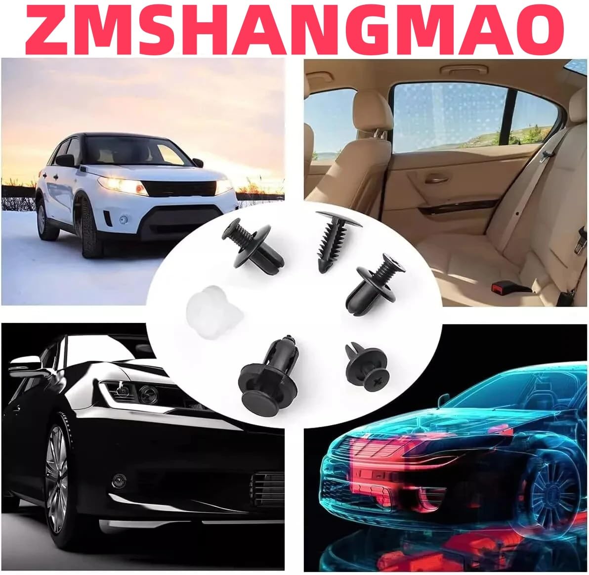 100PCS Car Bumper Retainer Clips, Automotive Body Trim Fixed Clip, Auto Door Panel Push Pin, Universal Vehicle Plastic Rivets Kit with Storage Box