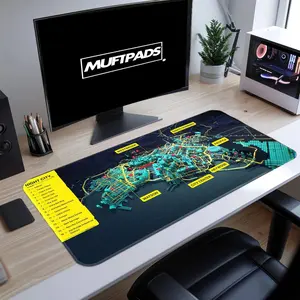 Cyberpunk 2077 Night City Map Mouse Pad: Futuristic Gaming Desk Mat