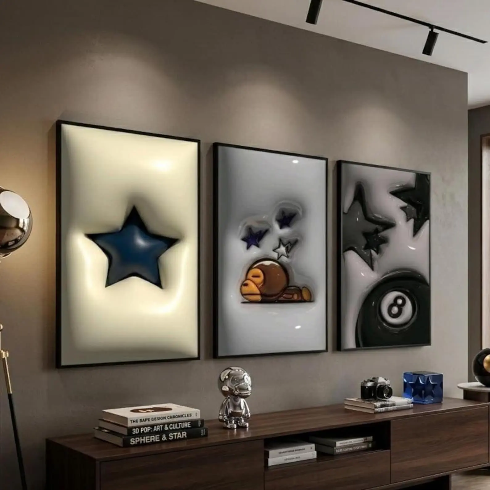 3D Aesthetic Wall Art  | Modern Star & Toy Poster Set | Luxury Room Decor Vibes