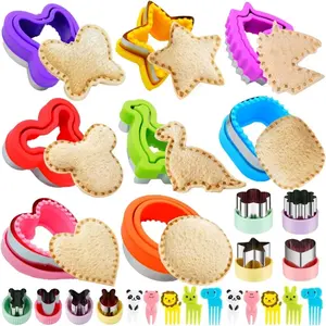 26-Piece Colorful Sandwich Cutter Set, Cartoon Design, Dinosaur Cookie Cutters, Lunch Box Accessories, Bread Cookie Fruit Cutter, Breakfast Sandwich Maker