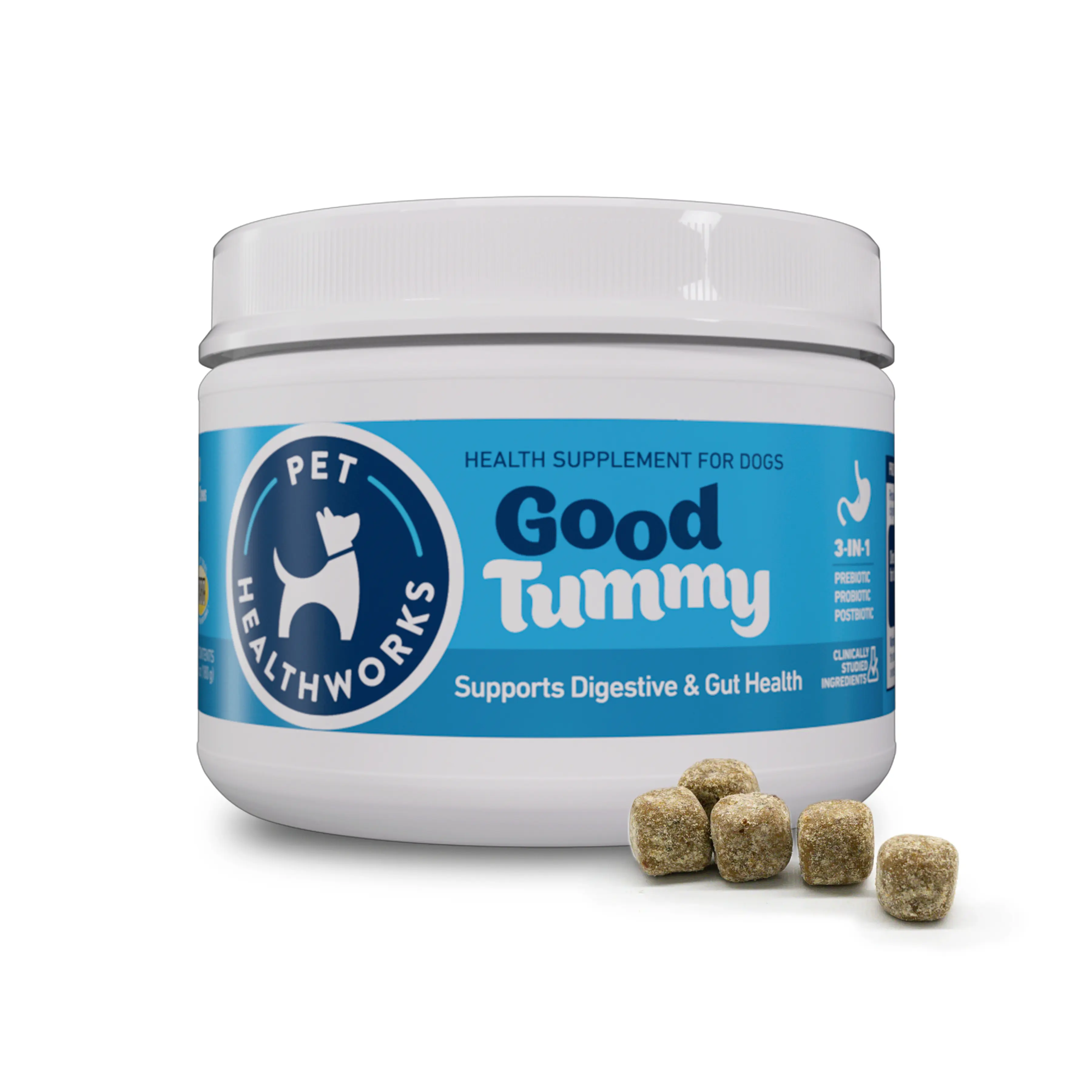 Good Tummy Probiotic Chews for Dogs – 3-in-1 Pre, Pro & Postbiotic for Digestive and Gut Health, Clinically Studied Ingredients, Beef Flavor, 60 soft chews