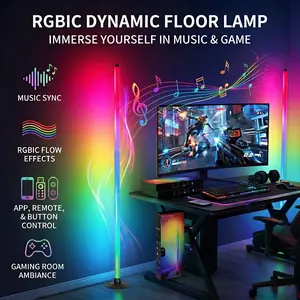 RGBIC LED Floor Lamp Color Changing Corner Light with App & Remote Control Music Sync Smart Ambient Lighting for Gaming Room Living Room Bedroom Decor Modern Cool Stuff for Teens Gamers