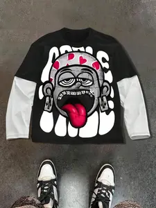 Unisex Short Sleeve T-Shirt, Cartoon Graphic Print Design, Comfortable Fashion Casual Trendy American Vintage Street Style, Streetwear, Summer