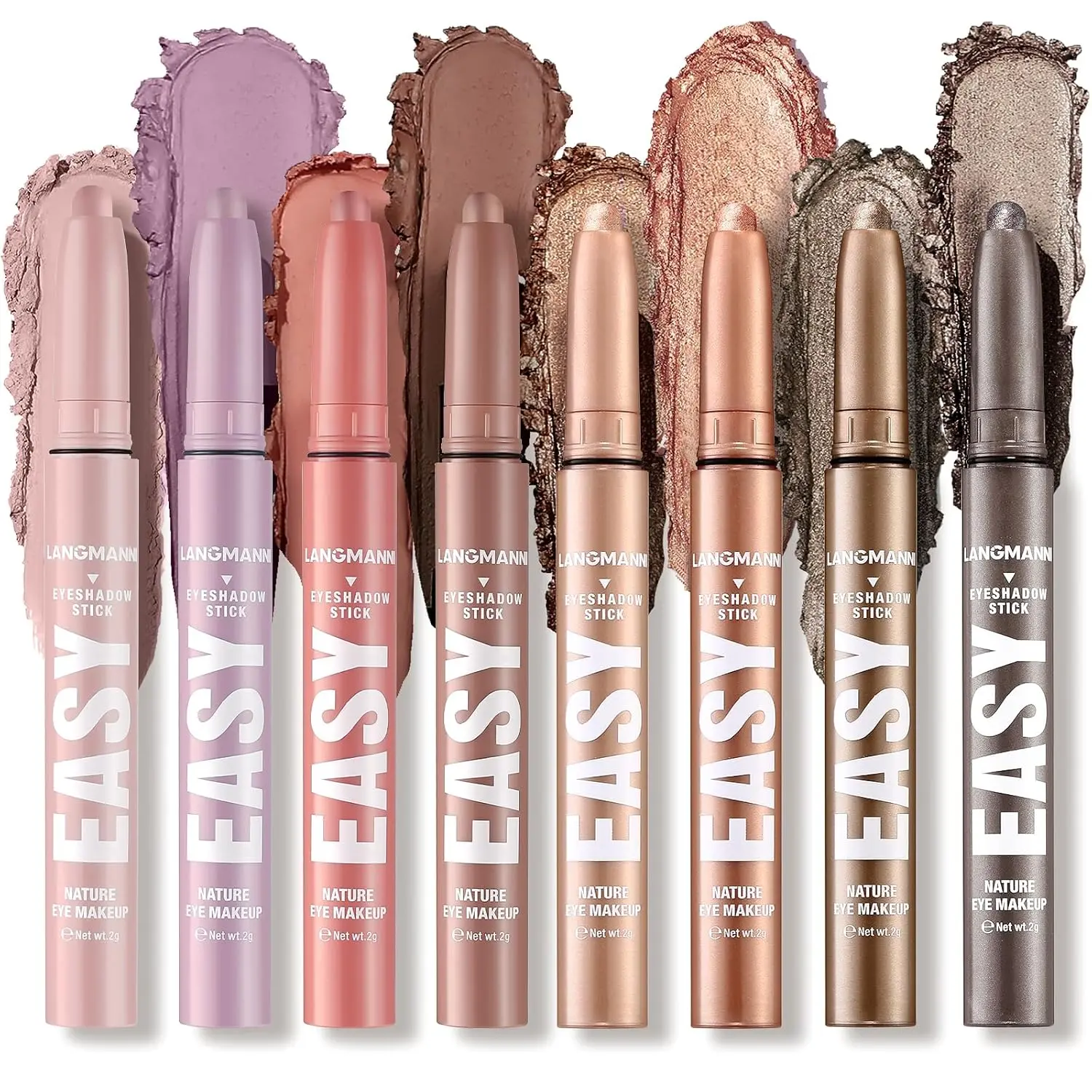 Women's LANGMANNI 6-PCS Waterproof Eyeshadow Stick Set - Pigmented Creamy Long-Lasting Cosmetic Kit with Shimmer+Natural Mix Shades, Eyeshadow Highlighter Contour Stick, Glide On for Glowing Makeup, All Events Gift