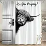 Funny Highland Cow Bathroom Decor Are You Pooping Whimsical Style Stainless Waterproof Shower Curtain for Humorous Home and Gifts Waterproof Fabric Twelve Hook Easy Installation