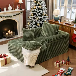 Oversized Lounge Chair, Boneless Chaise Lounge Living Room Corduroy sofa,Upholstered Fluffy cloud sofa bed with Throw Pillows, No Assembly Required, Indoor Sleeper Chair