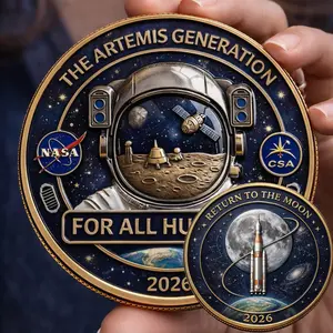 Artemis Moon Coin, Return to the Moon 2026 Challenge Coins, Space Exploration Gift Collectible